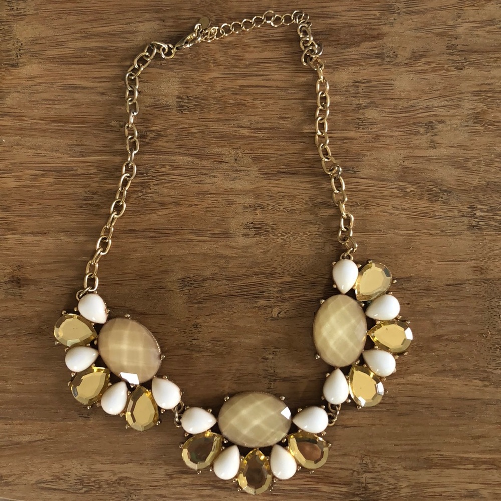 Gold and Cream Colored Statement Necklace